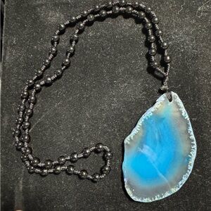 Blue Agate Pendant Necklace